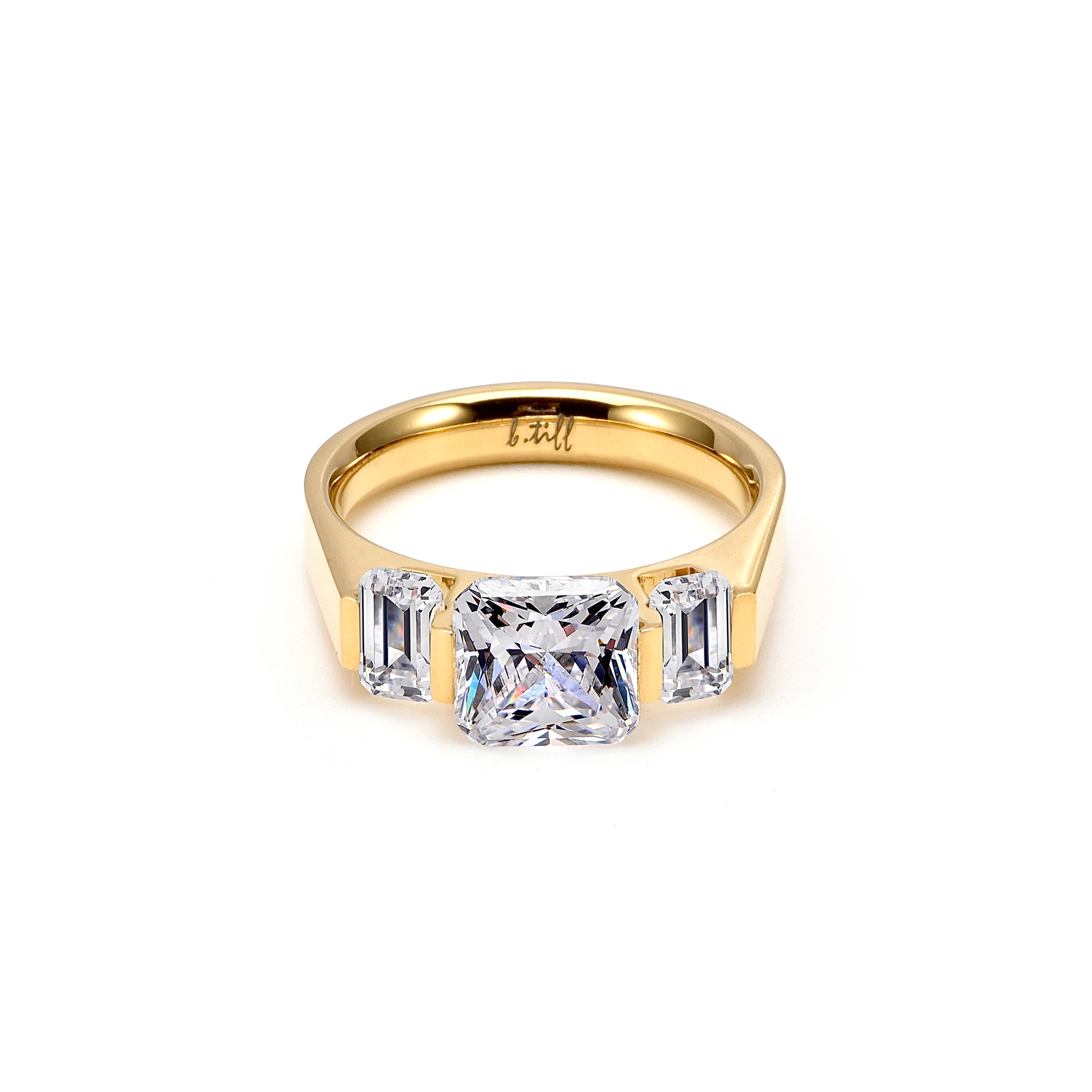 RG206G B.Tiff Tension Gold 2 ct Cushion Cut with Emeralds Engagement Ring
