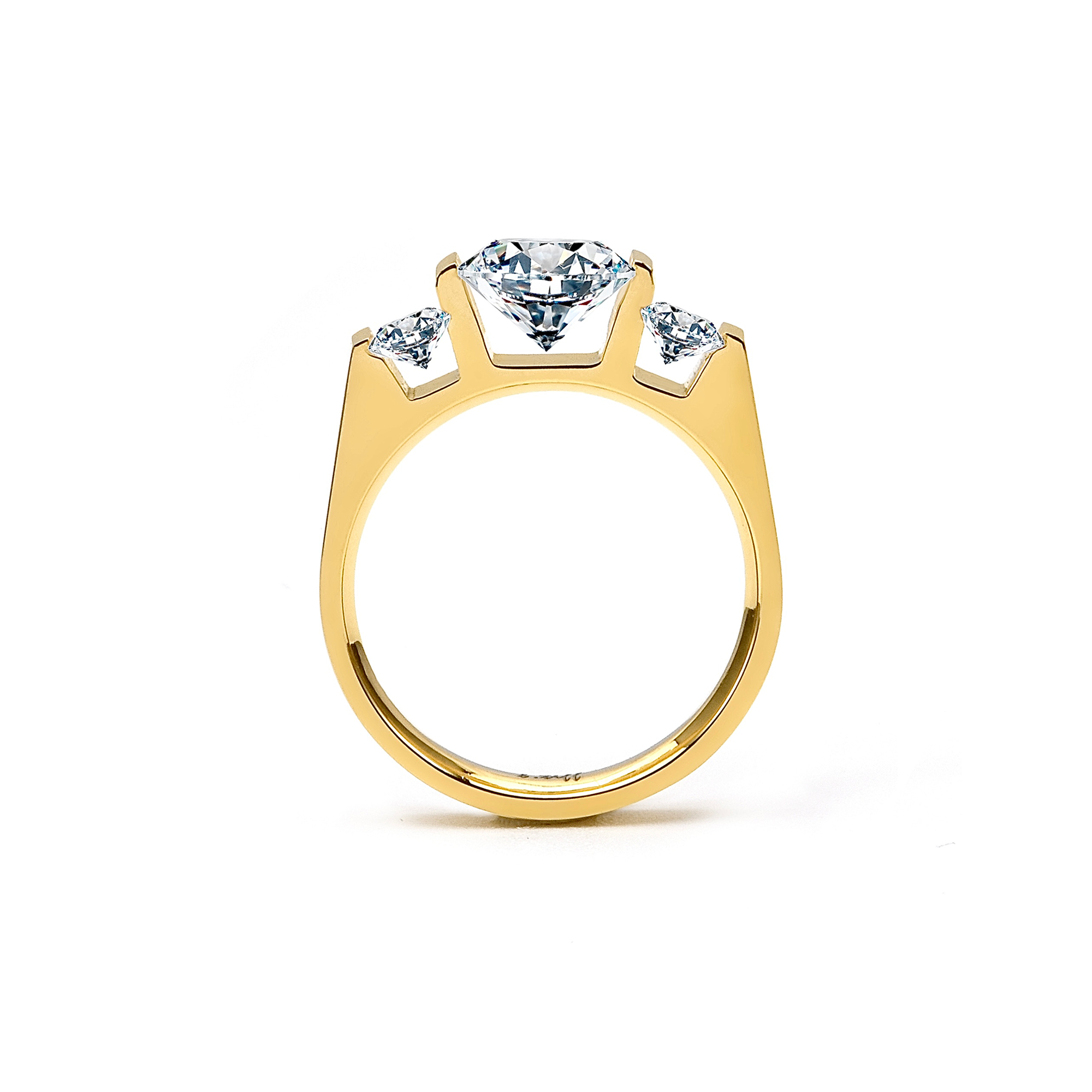 RG206G B.Tiff Tension Gold 2 ct Cushion Cut with Emeralds Engagement Ring