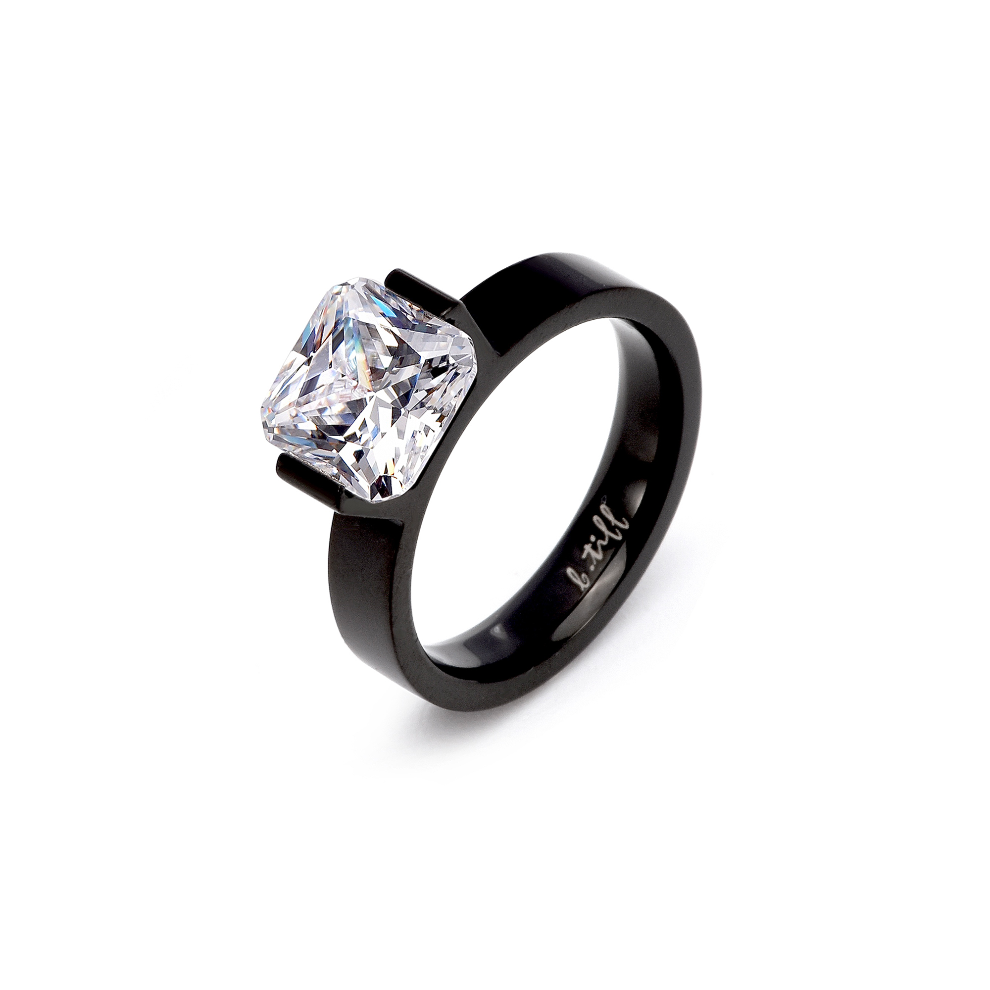 RG228B B.Tiff Black 2 ct Cushion Cut Engagement Ring