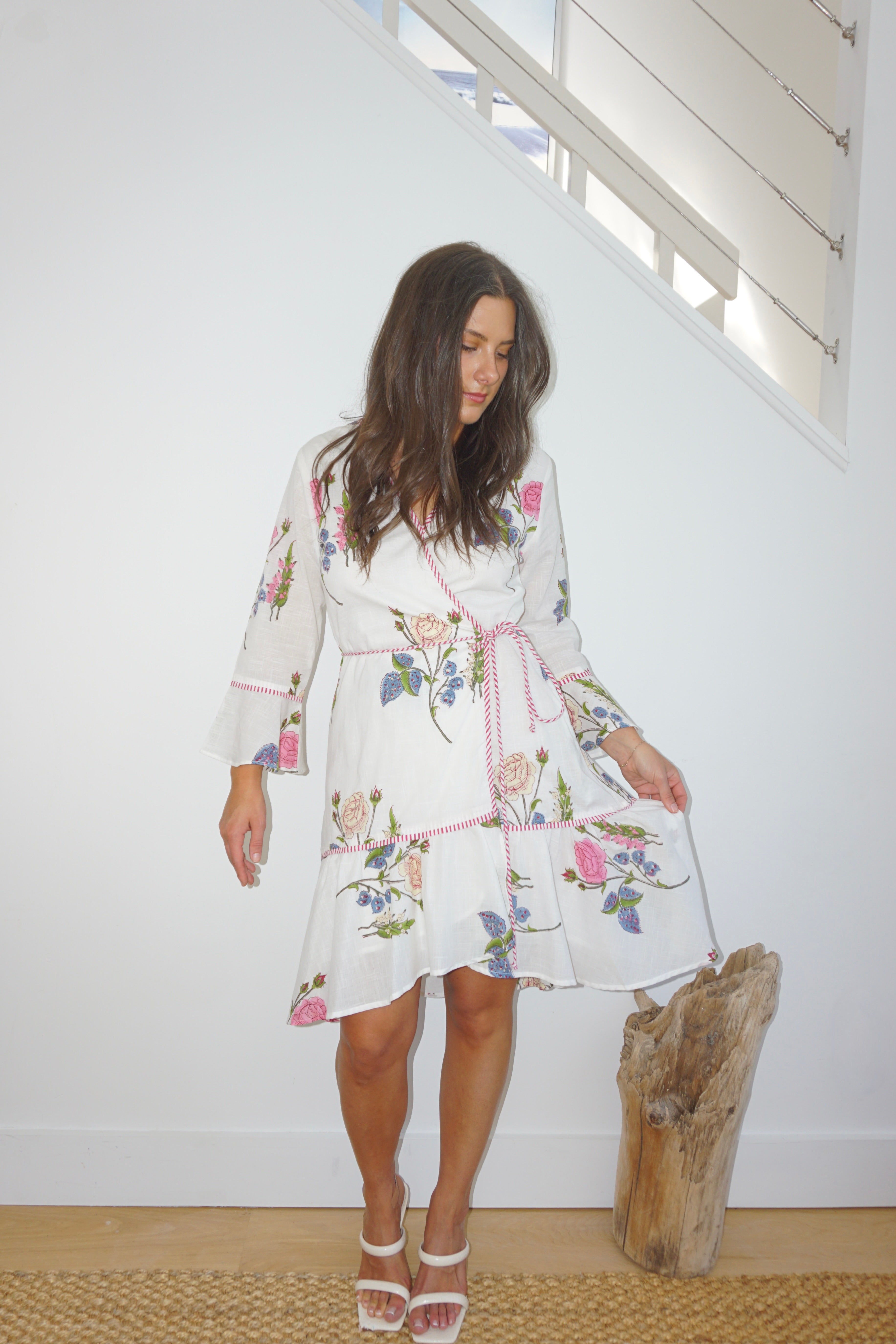 Rhode Mini Wrap Dress in Multi Rosette