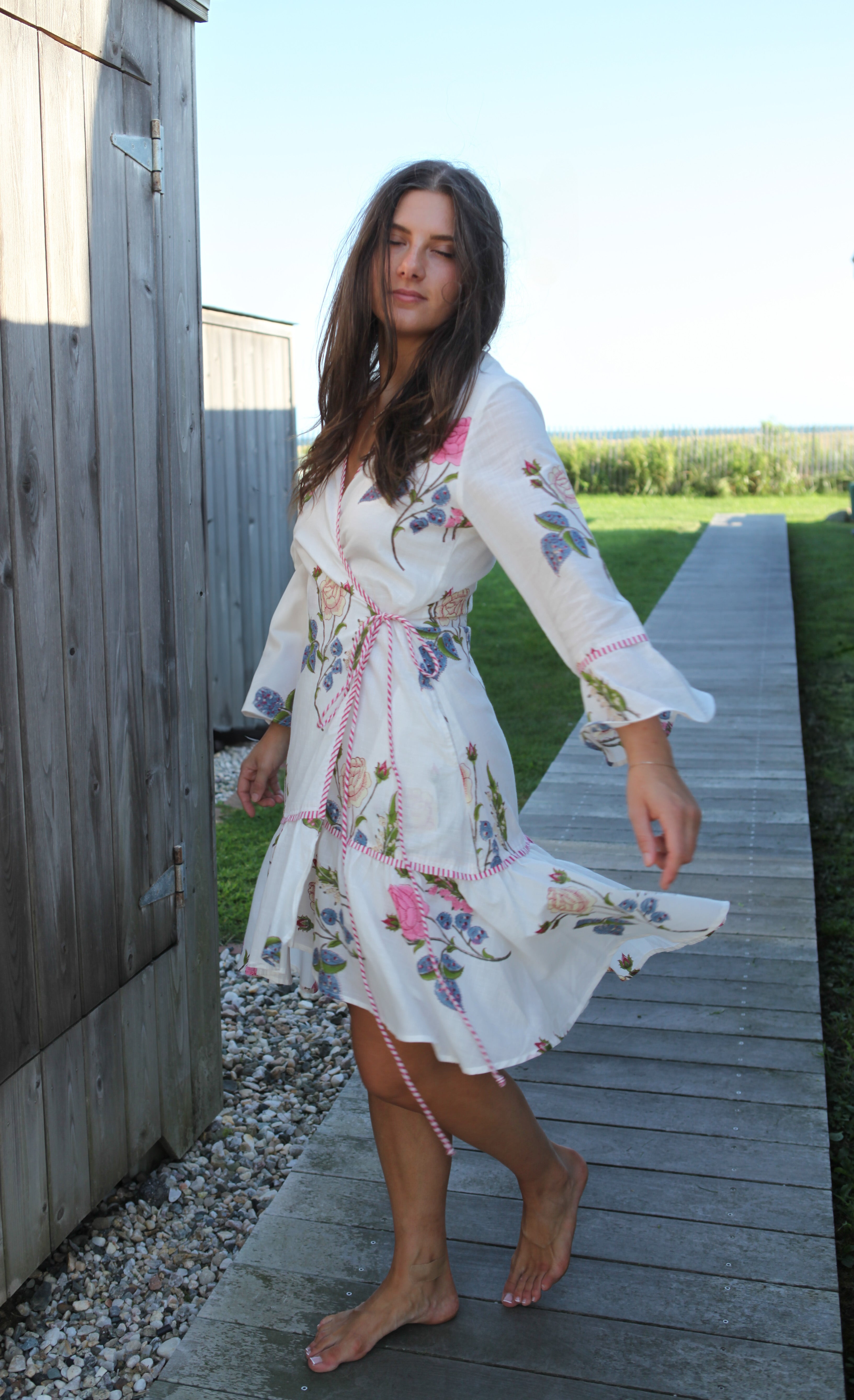 Rhode Mini Wrap Dress in Multi Rosette