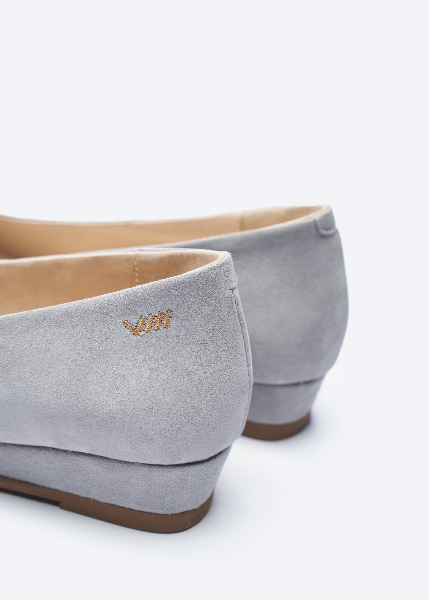 Roma Ash Grey Suede Slip On Women Flats Back Detail