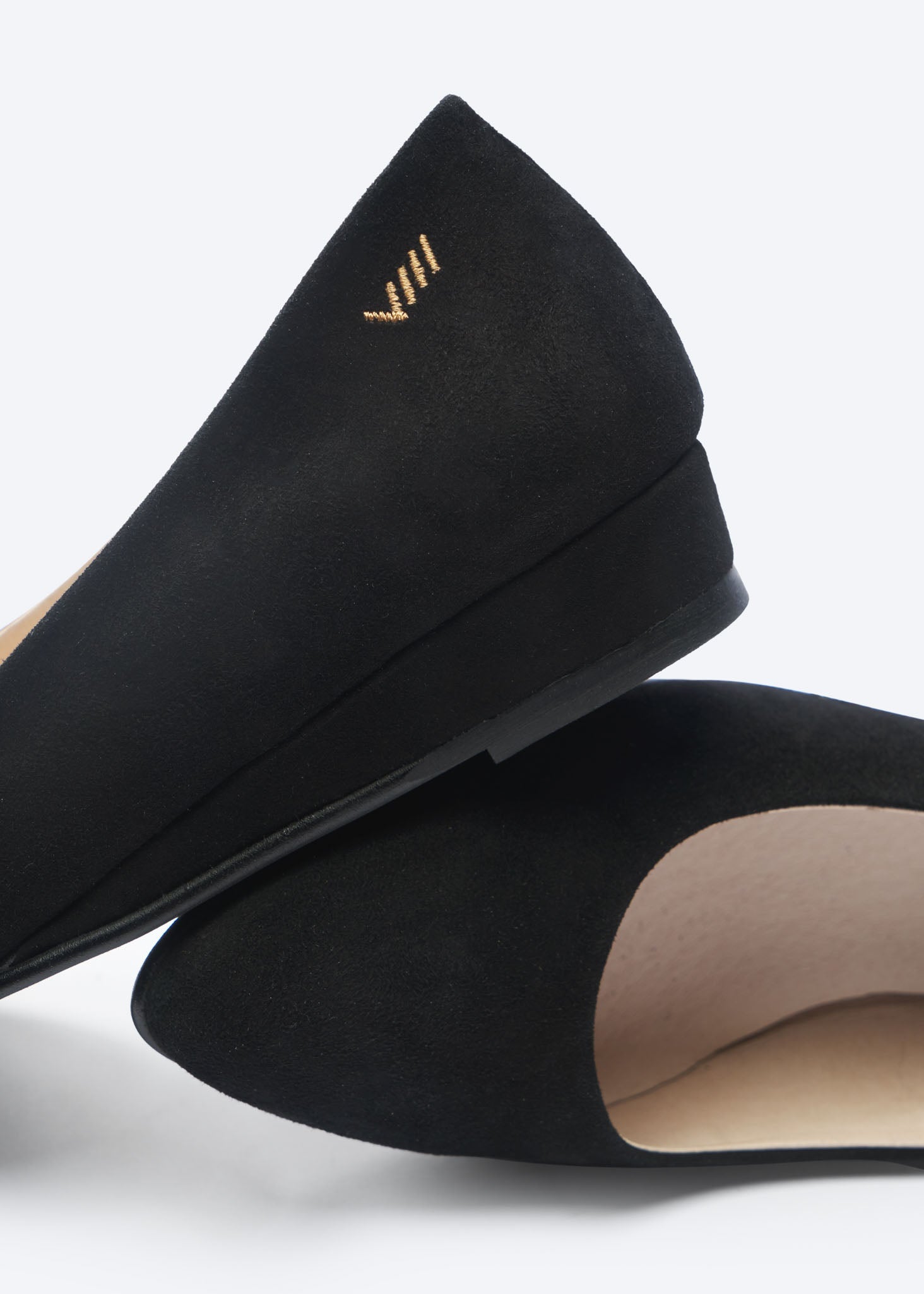 Roma Black Suede Slip On Women Flat Shoes Back Detail