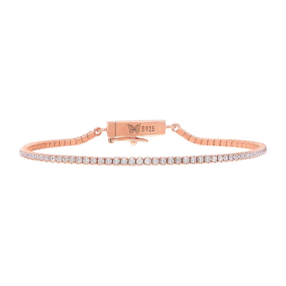 Rose Gold Classic Thin Tennis Bracelet - Adina's Jewels