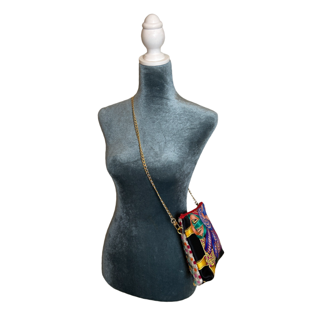 Rubans du Cheval Noir Vintage Silk Scarf Crossbody Bag