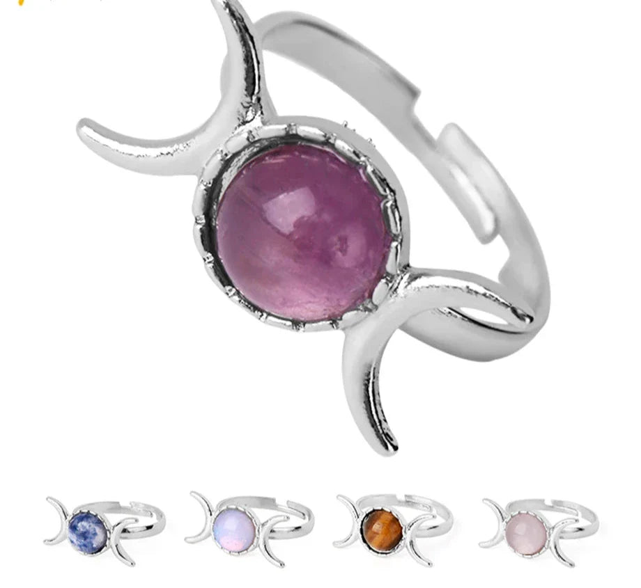 Crystal Triple Moon Rings