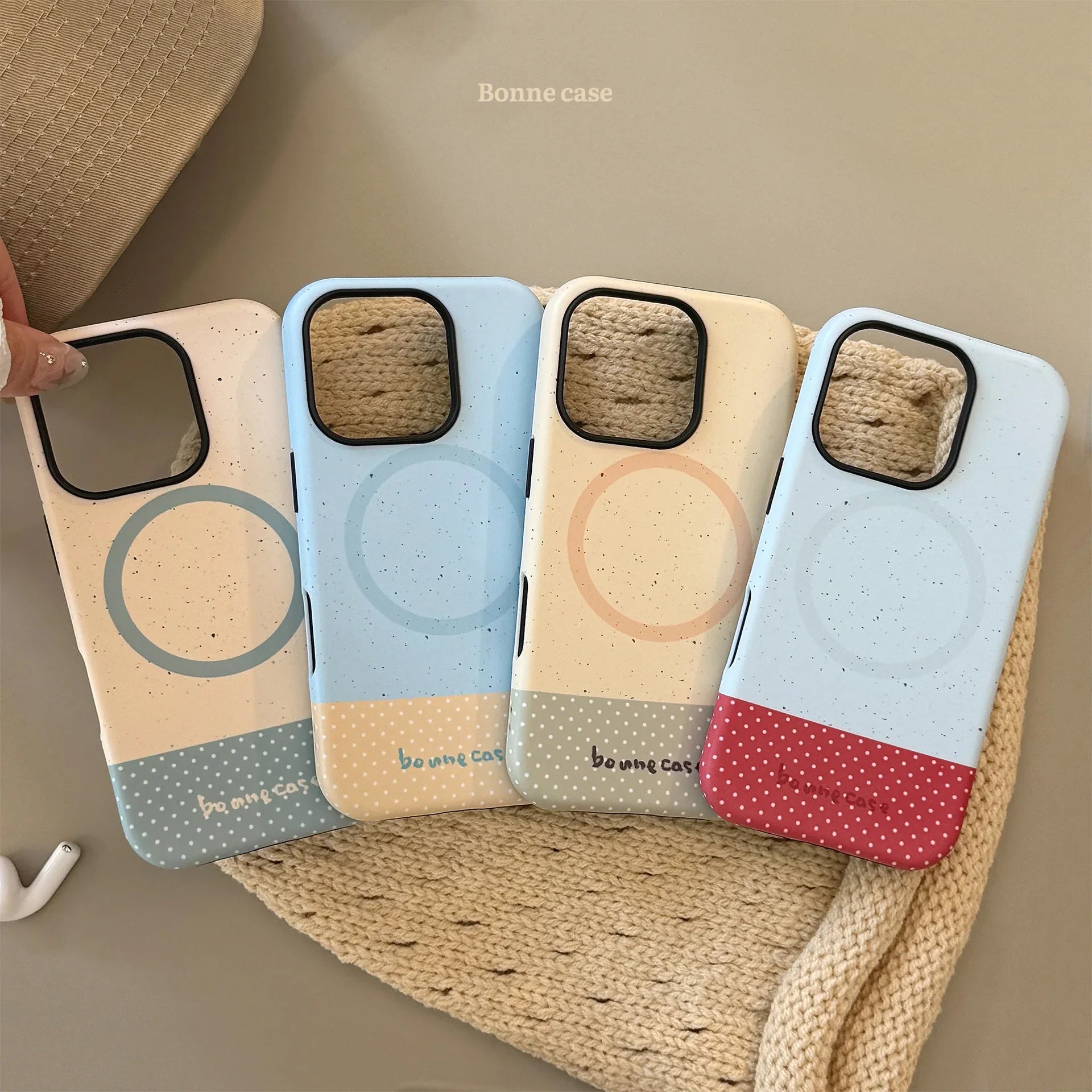 Korean Splash-ink Polka Dot Splicing Magnetic Phone Case For iPhone