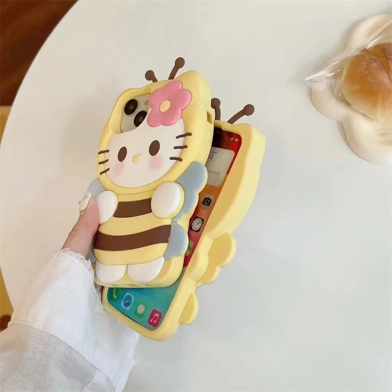Kawaii 3D Cartoon Bee Hello Kitty Phone Case