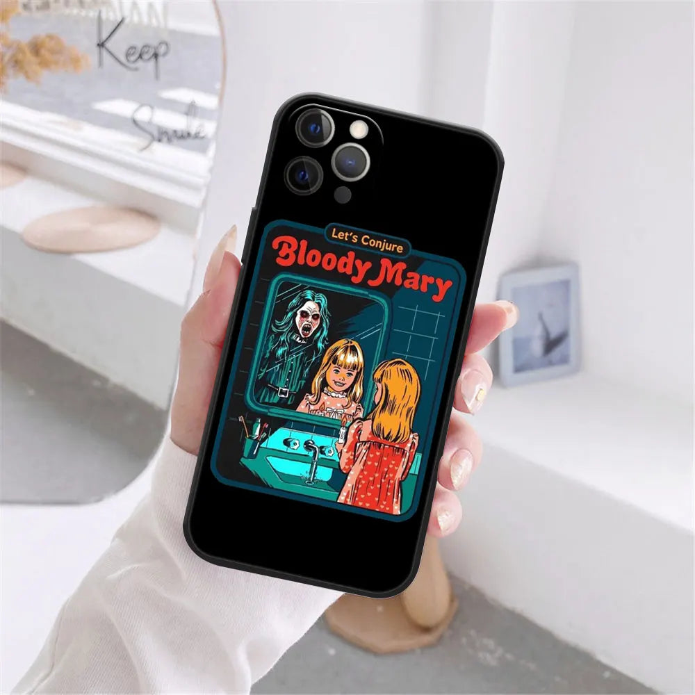 Funny Halloween Let's Summon Demons Graphic Black Soft Silicone Case For iPhone