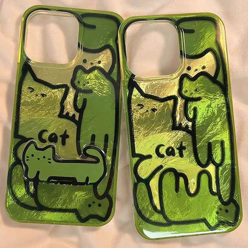 Cartoon Line Cat Dog Phone Case