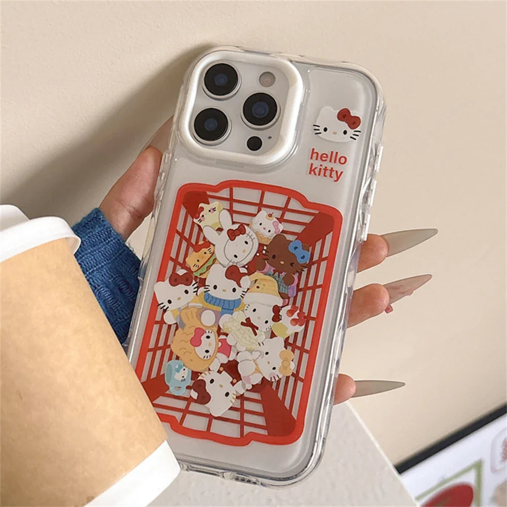 Cartoon Hello Kitty Cute Cats Shockproof Candy Clear Pink Phone Case