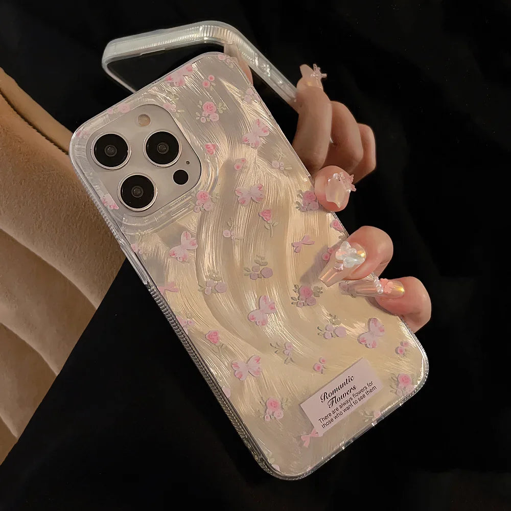Luxury Laser Pink Rose Phone Case