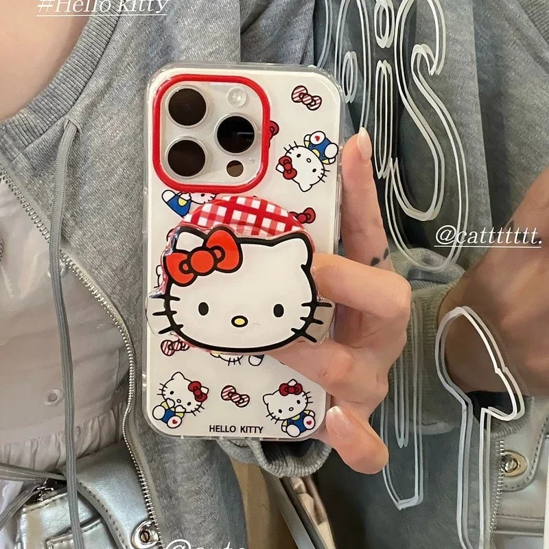 Cute Cartoon Sanrio Hello Kitty Magnetic Grip Tok Holder Magsafe Wireless Charge Phone Case