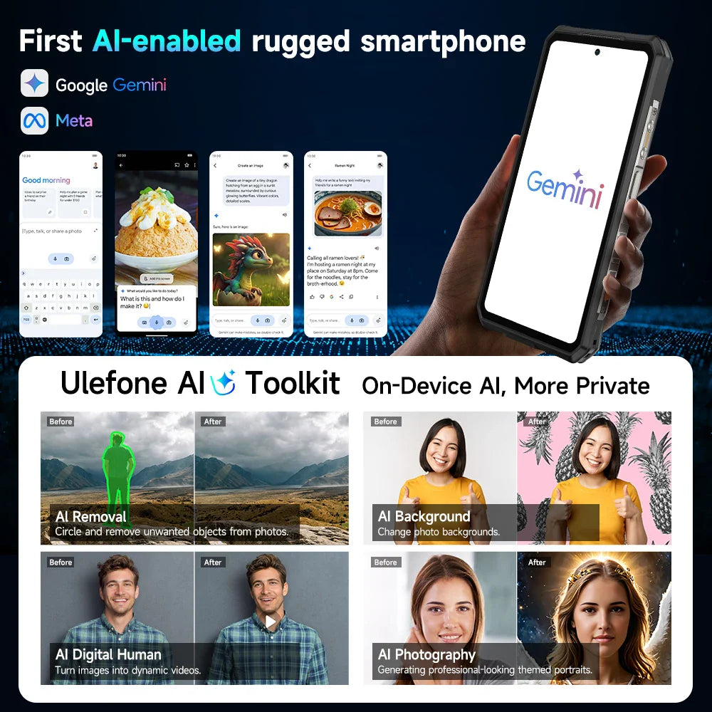 Ulefone AI Armor 28 Ultra 5G Thermal Imaging Rugged Phone MTK Dimensity 9300+ AMOLED Android Smartphone 1TB ROM