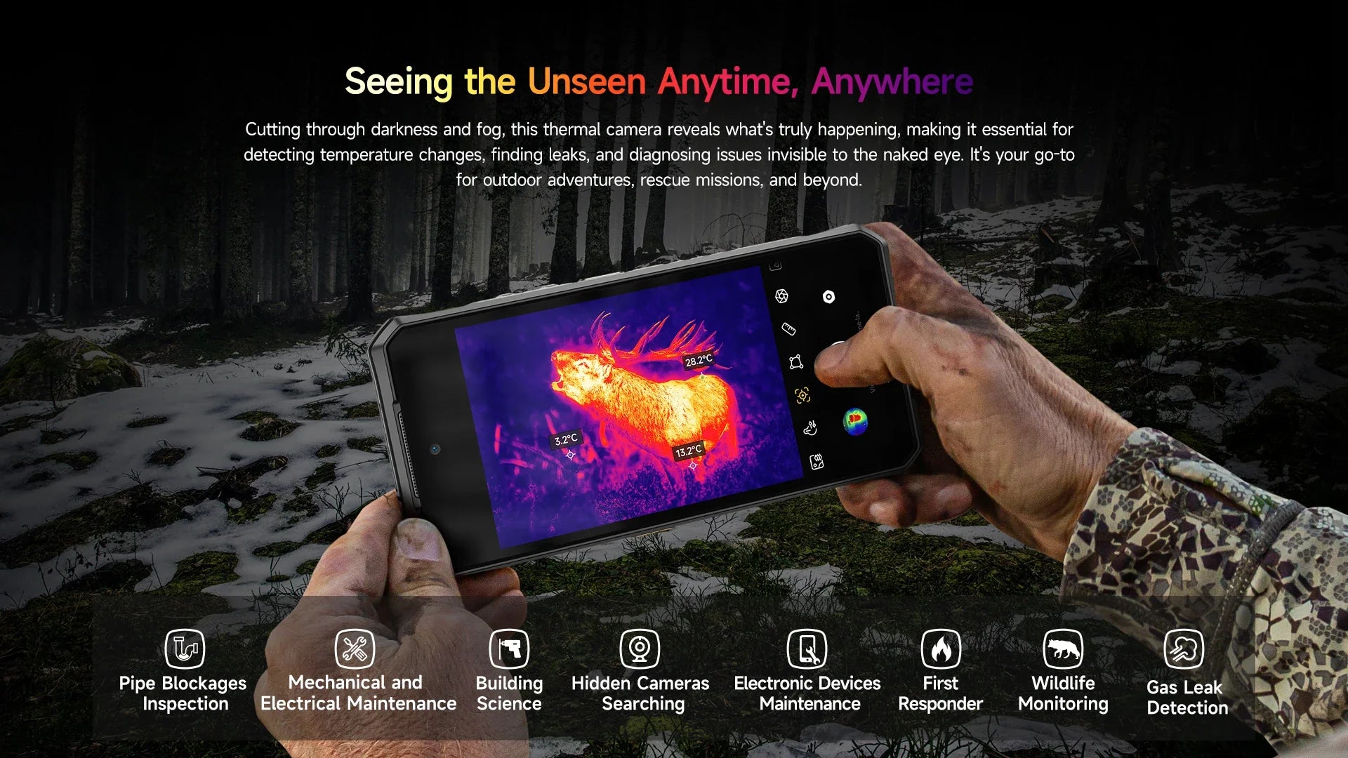 Ulefone AI Armor 28 Ultra 5G Thermal Imaging Rugged Phone MTK Dimensity 9300+ AMOLED Android Smartphone 1TB ROM