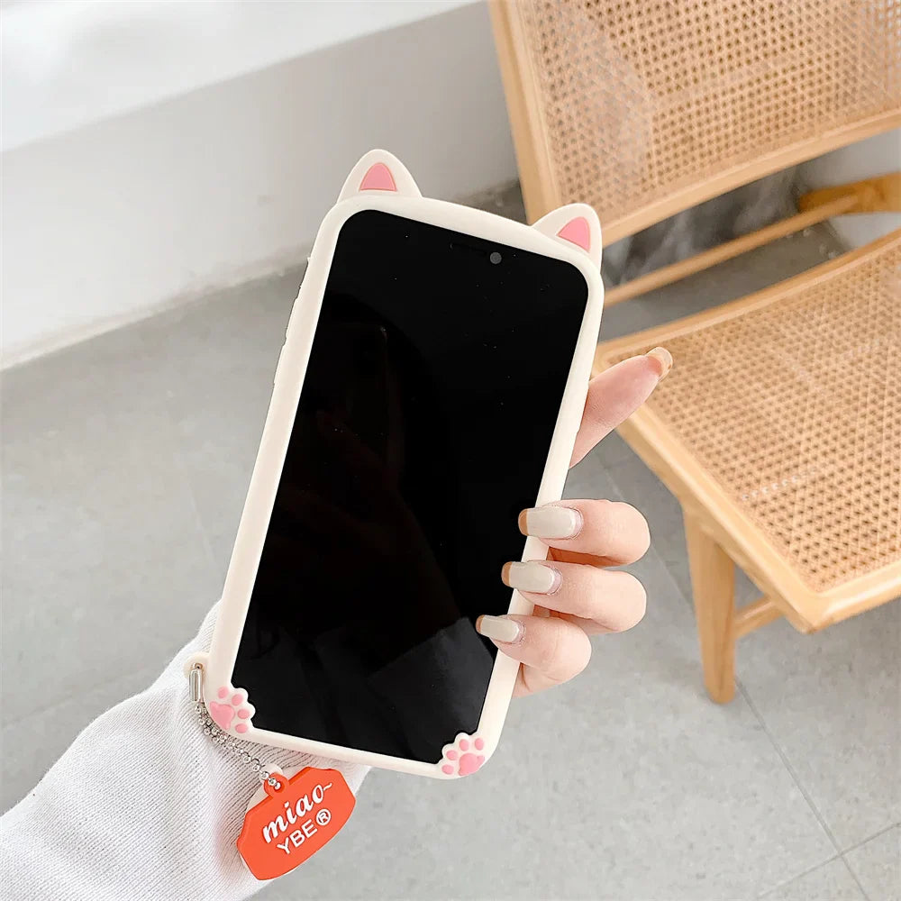Kawaii 3D Cartoon Cat Ears Phone Case