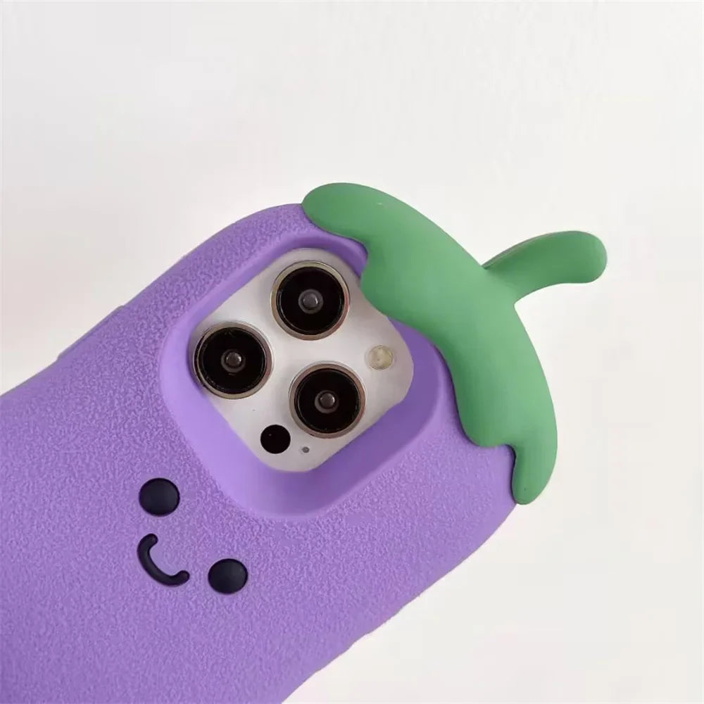 Funny 3D Cartoon Eggplant Phone Case