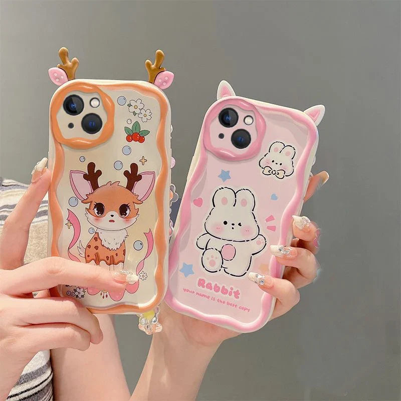 Cute Rubber Elk Ear Fairydust Eye Cartoon Phone Case