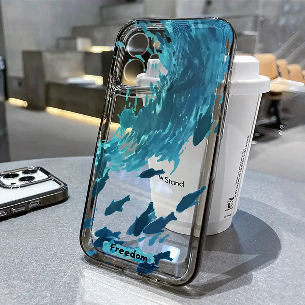 Ocean Animals Shark Dolphin Fish Clear Phone Case