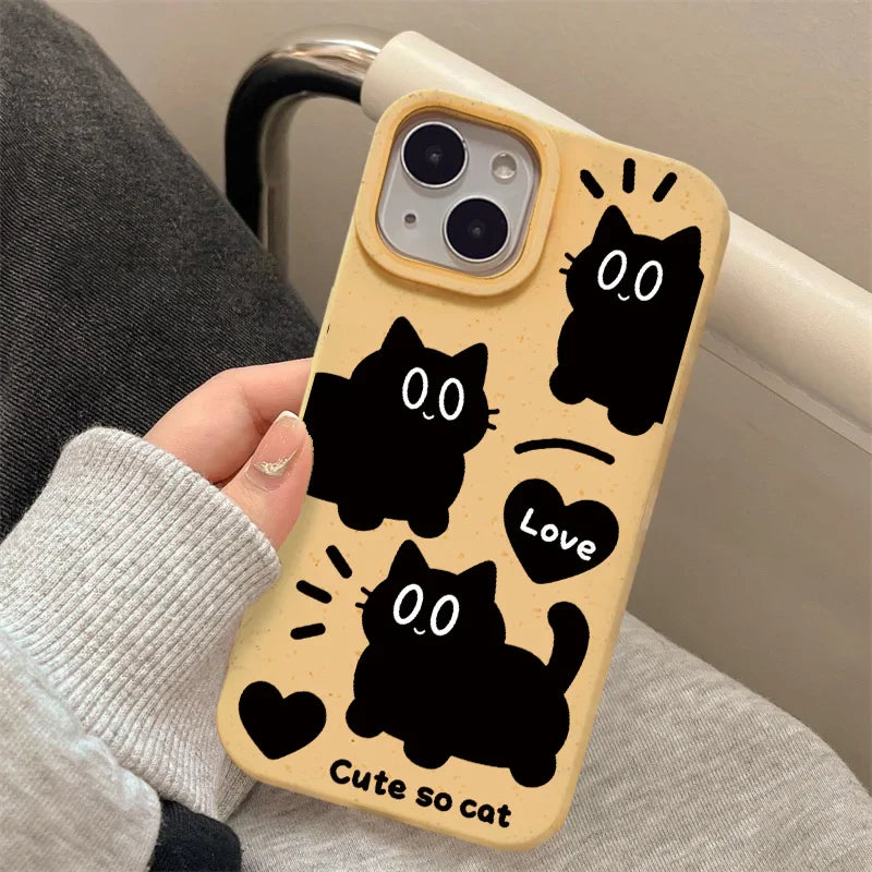 Cartoon Black Cat Phone Case