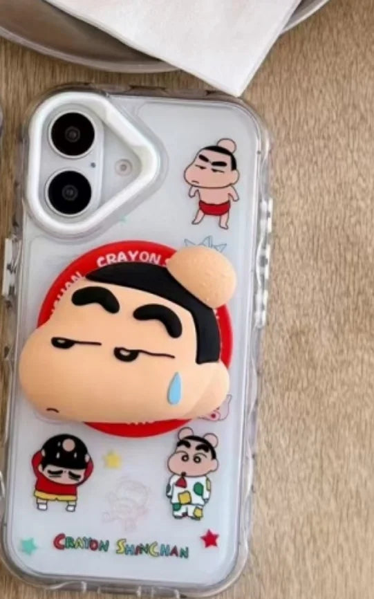 Cute Anime Funny snot Boochan Crayon Shin-chan Magnetic Holder Magsafe Wireless Charge Case For iPhone