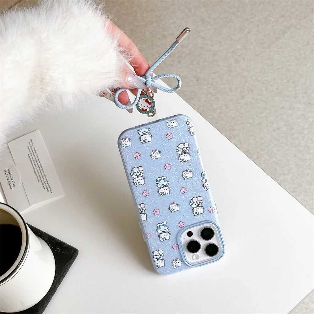 Blue Lovely Hello Kitty Baby Glitter Phone Case
