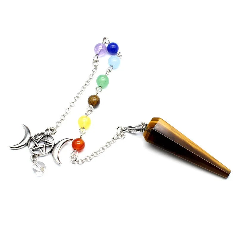 Triple Moon Pentacle Chakra Pendulums