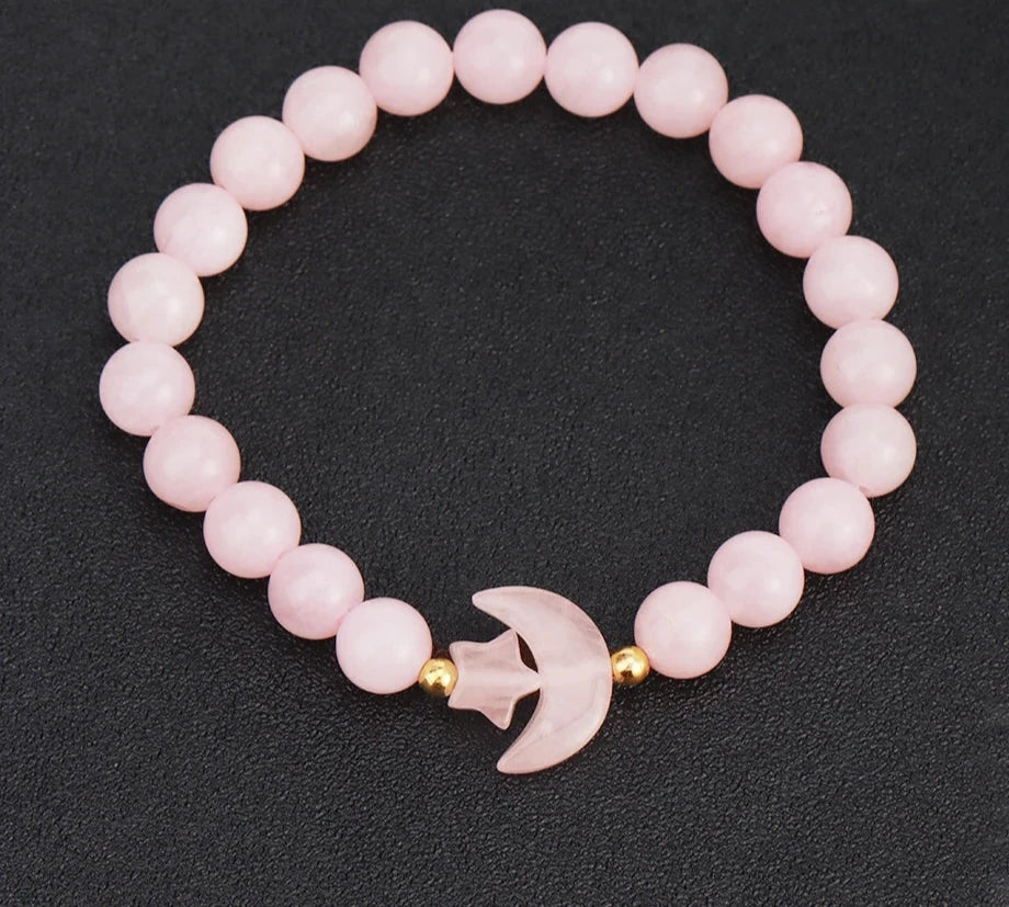 Crescent Moon Stone Bead Bracelets