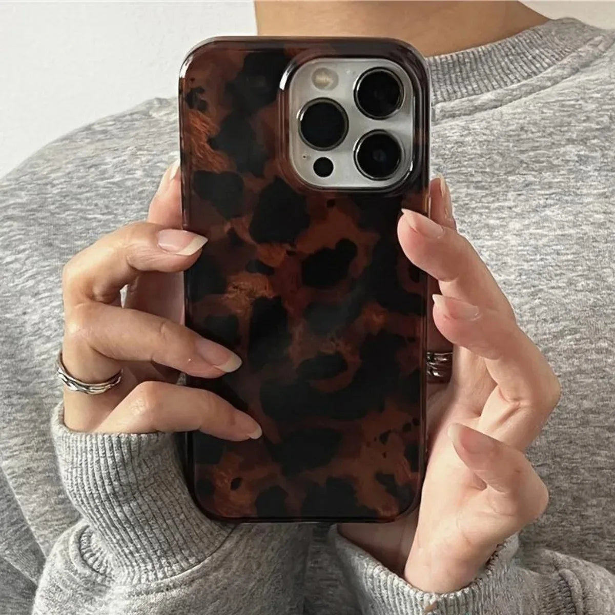 Retro Amber Texture Laser Phone Case For iPhone