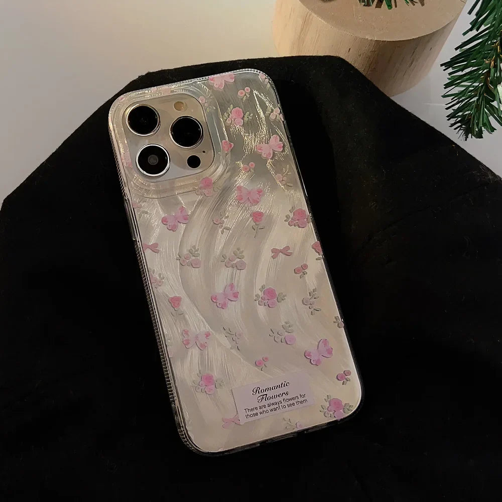 Luxury Laser Pink Rose Phone Case