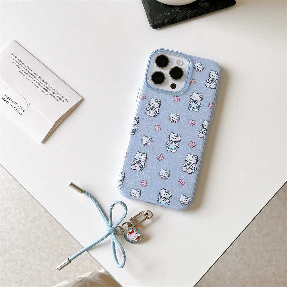 Blue Lovely Hello Kitty Baby Glitter Phone Case