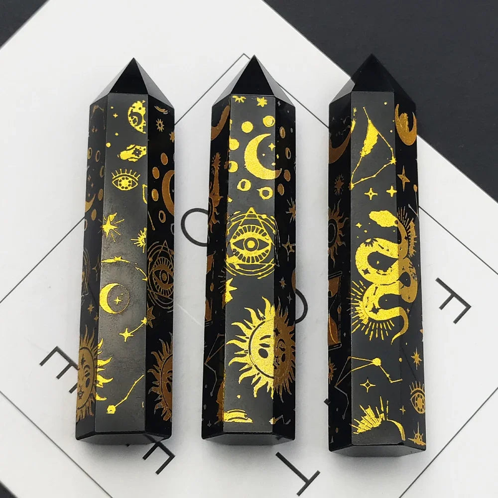 Snake, Sun, Moon, Star Crystal Tower Obelisks