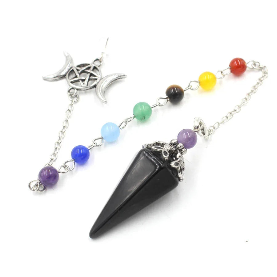 Triple Moon Pentacle Chakra Pendulums