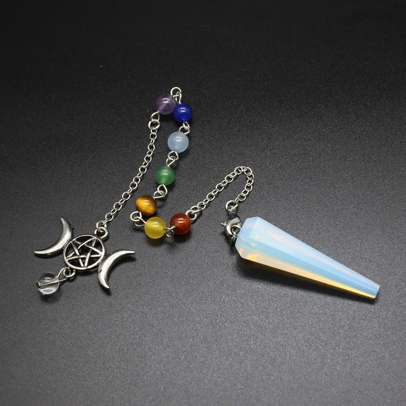 Triple Moon Pentacle Chakra Pendulums