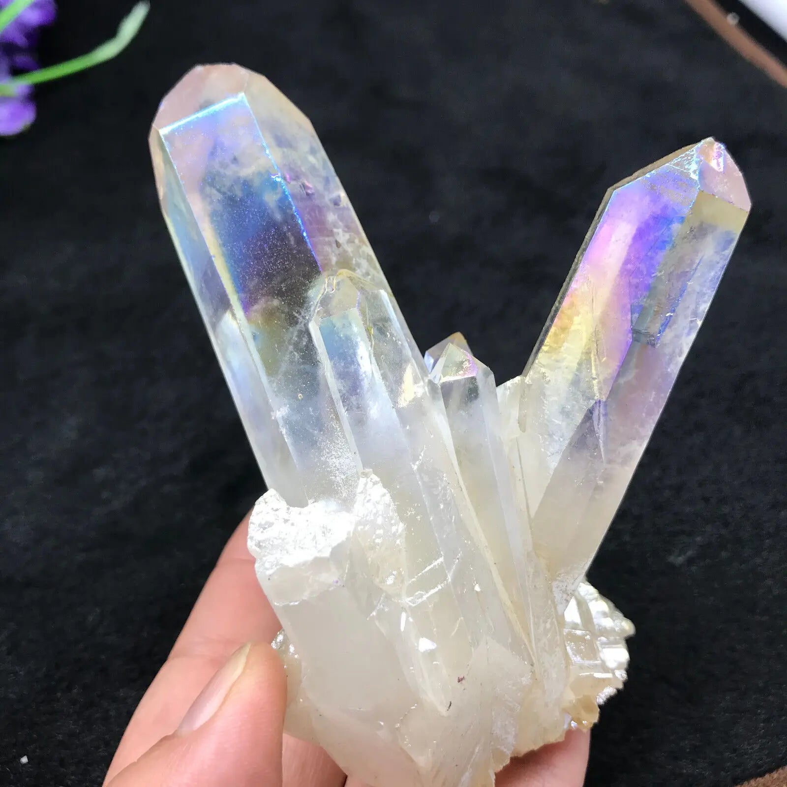 Rainbow Angel Aura Quartz Crystal Cluster