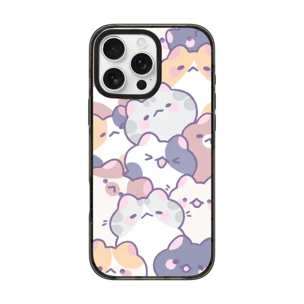 Cartoon Cloud Cat Black Acrylica Border Magnetic Case For iPhone
