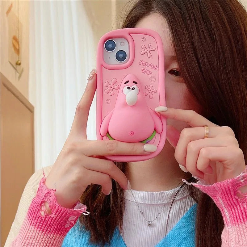 Funny Patrick Star Spit Bubbles Cartoon Rubber Silicon Soft Phone Case