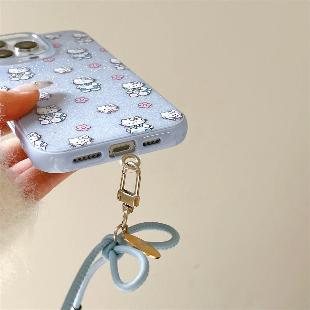 Blue Lovely Hello Kitty Baby Glitter Phone Case