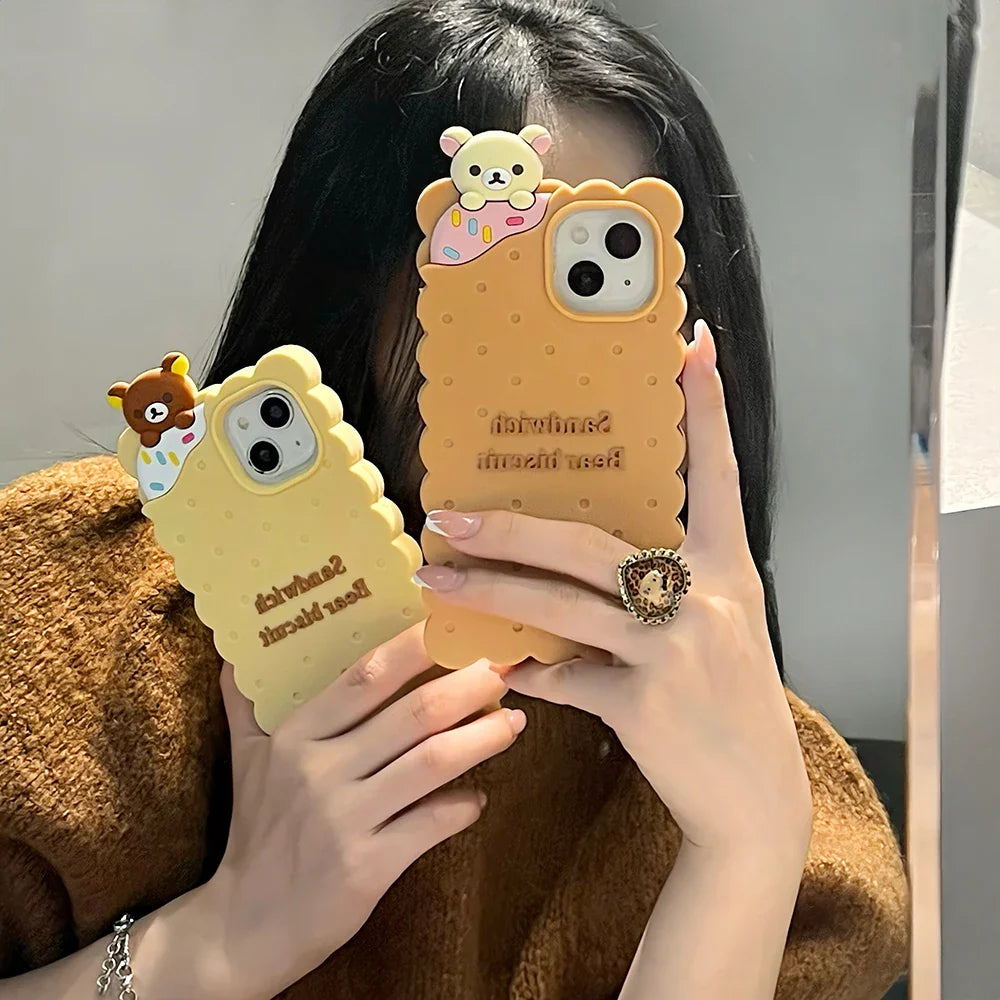 Funny Sandwich Rilakkuma Bear Biscuit Phone Case