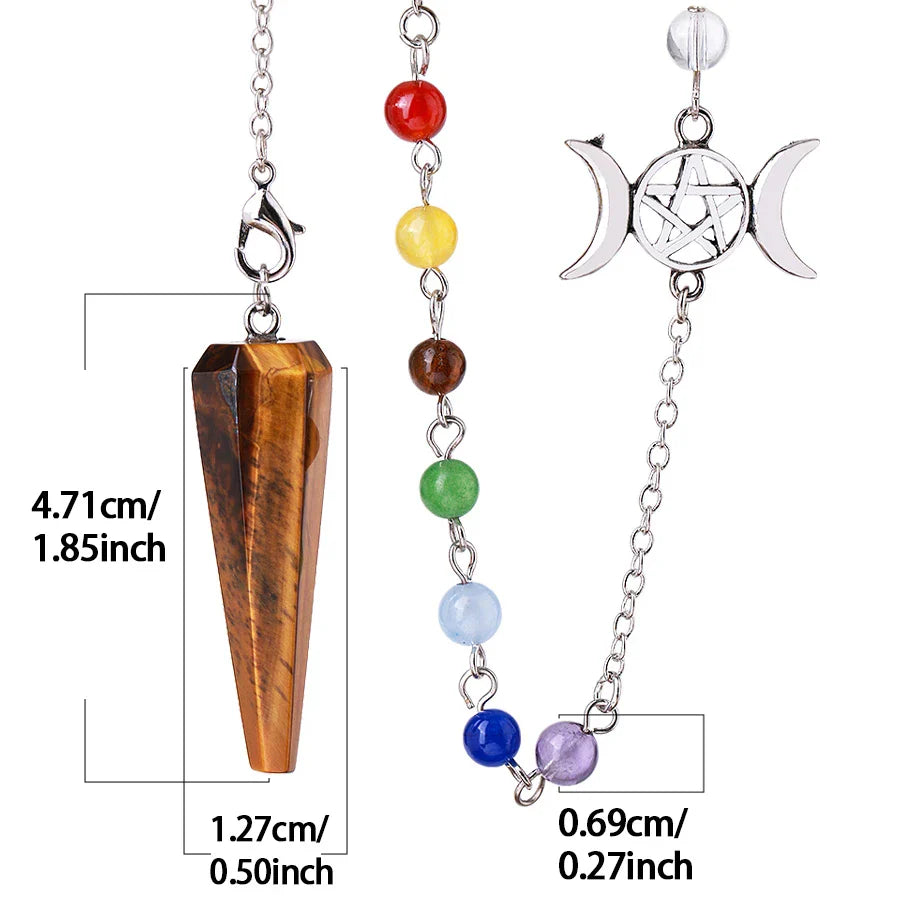 Triple Moon Pentacle Chakra Pendulums