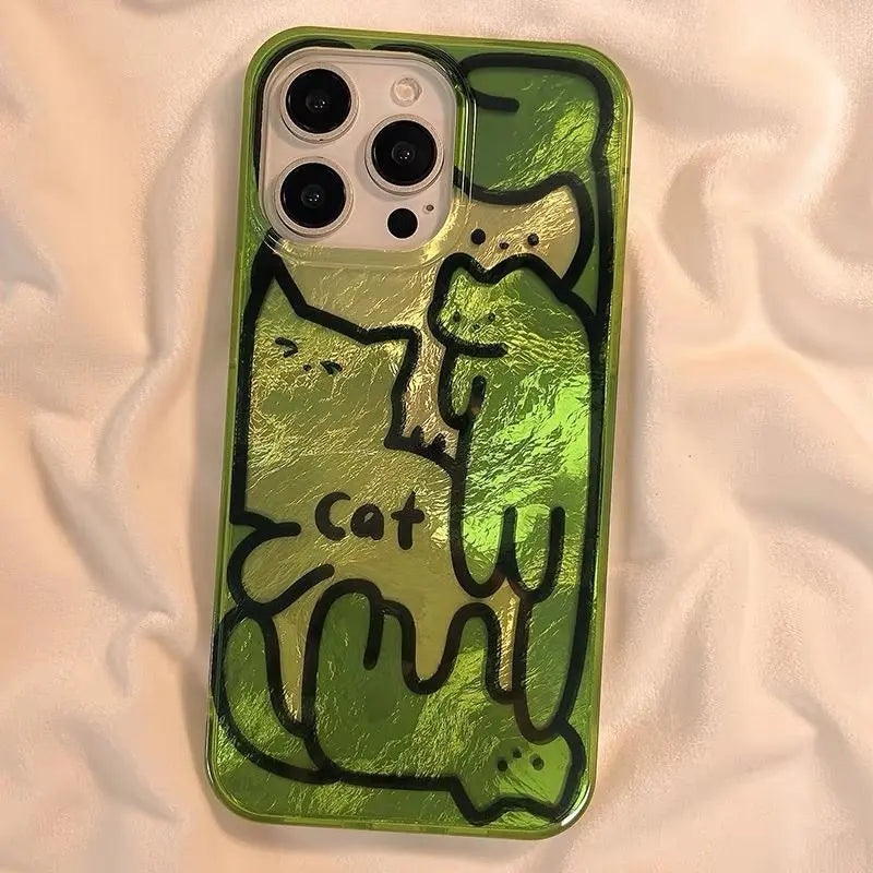 Cartoon Line Cat Dog Phone Case