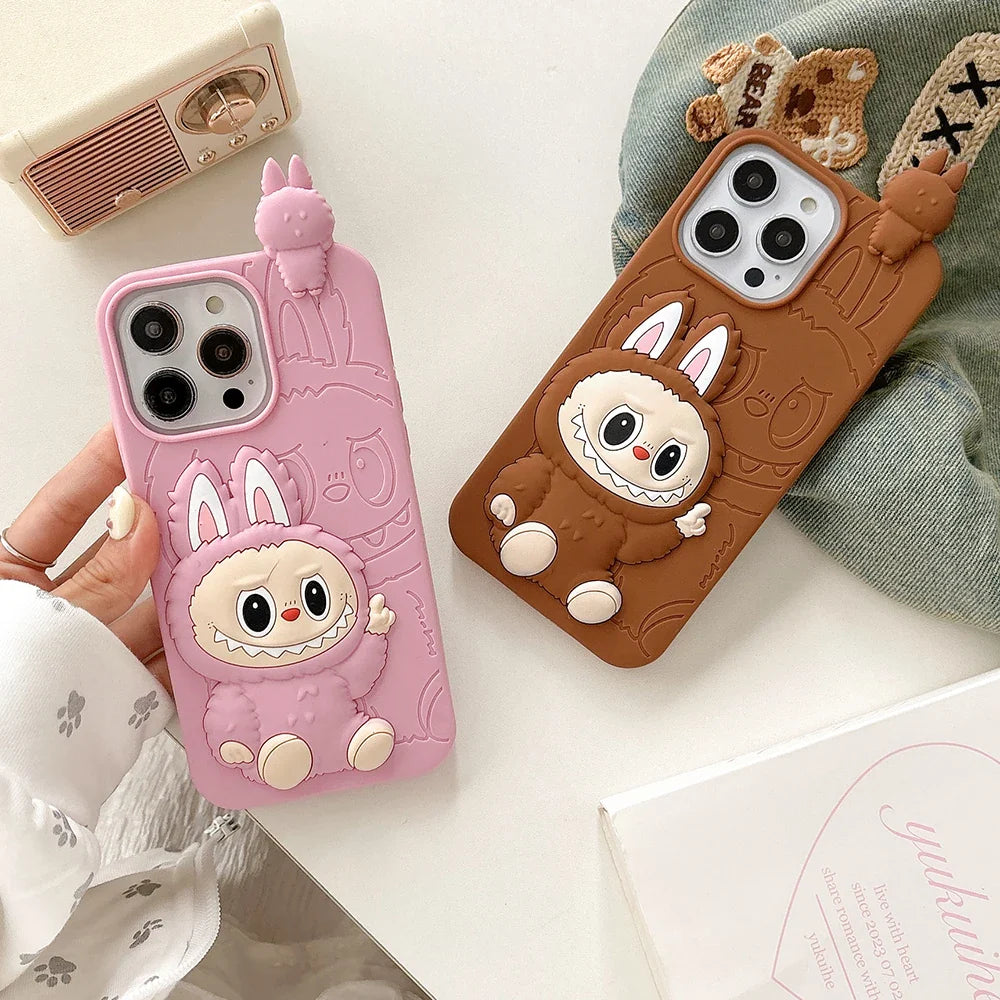 Funny 3D Cartoon LaBubu Monsters Toy Phone Case