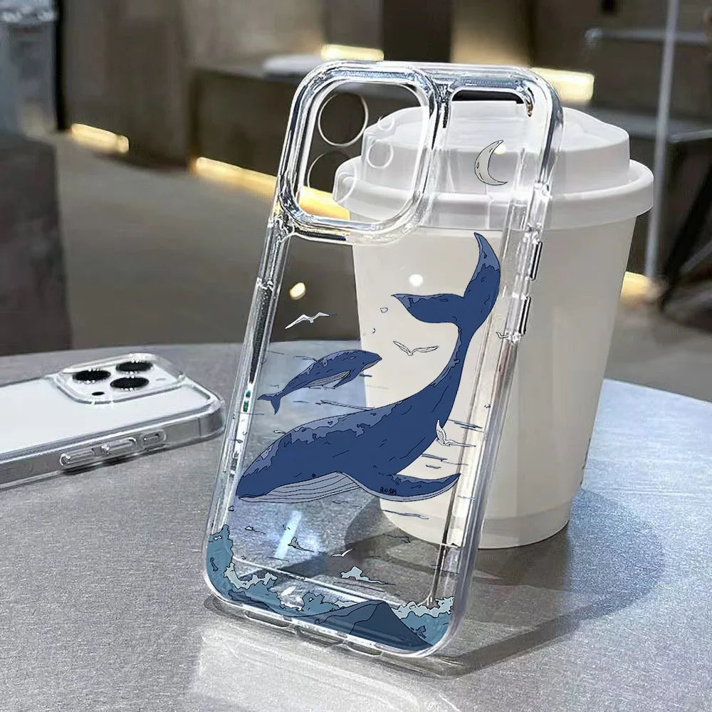 Ocean Animals Soft Clear Cover Whale Phone Case