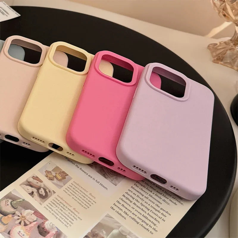 Dopamine-Inspired Silicone Solid Color Simple Fashion Phone Case For iPhone