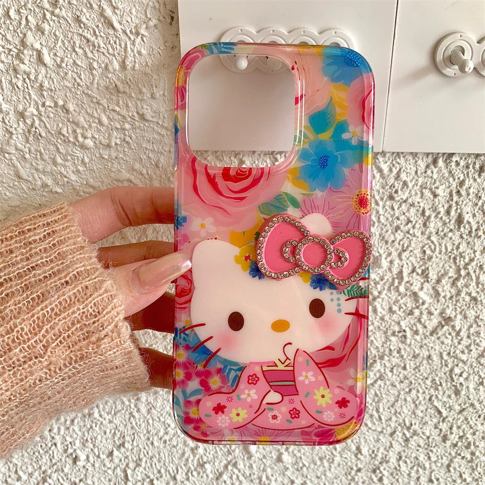 Hello Kitty Pink Diamond Bow Cute Flower Phone Case
