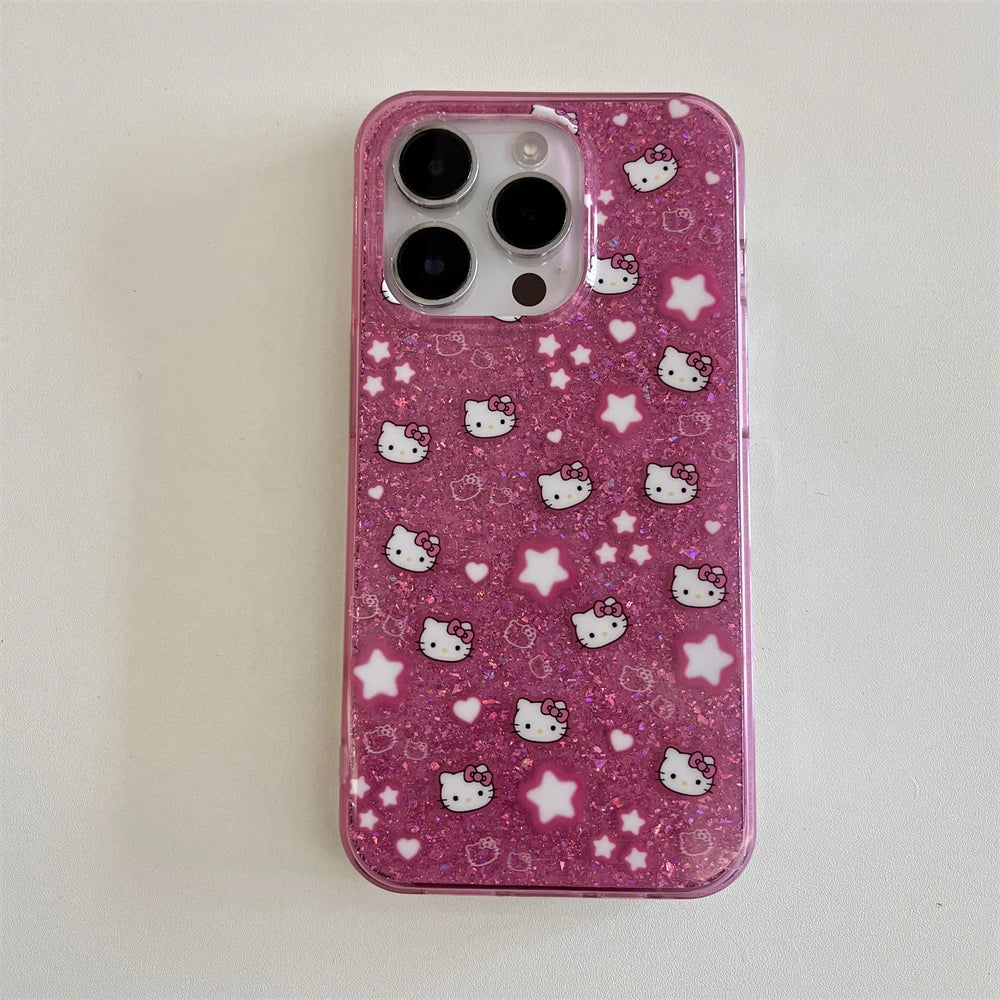 Bling Glitter Stars Hello Kitty Phone Case