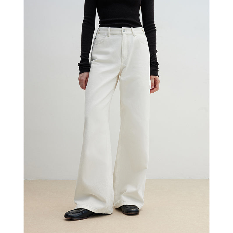 "Mint Flavor" High Waist Wide Leg Loose Washed Jeans Women-1