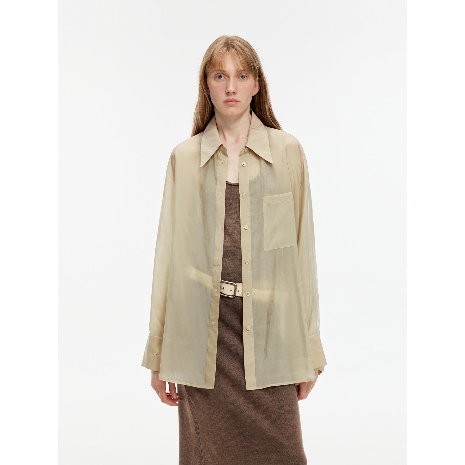 Wave Relaxed Cupro-Amino Sun-Proof Shirt“Hazy Spring”-7