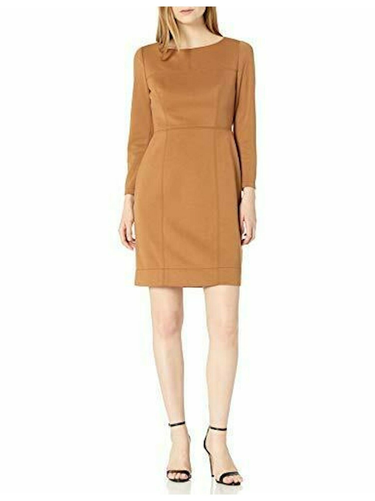 Anne Klein Women's Long Sleeve Short Sheath Dress Brown Size 12 by Steals
