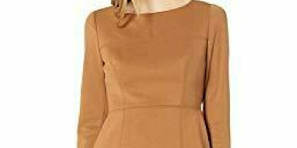 Anne Klein Women's Long Sleeve Short Sheath Dress Brown Size 12 by Steals